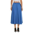 thumbnail image 3 of WTOBBY Women's Bohemian Solid Color Pocket Skirt Casual High Waist Maxi Skirt with Elastic Waist Drawstring Tiered Flowy Long Skirt for Summer Beach,Blue M, 3 of 4