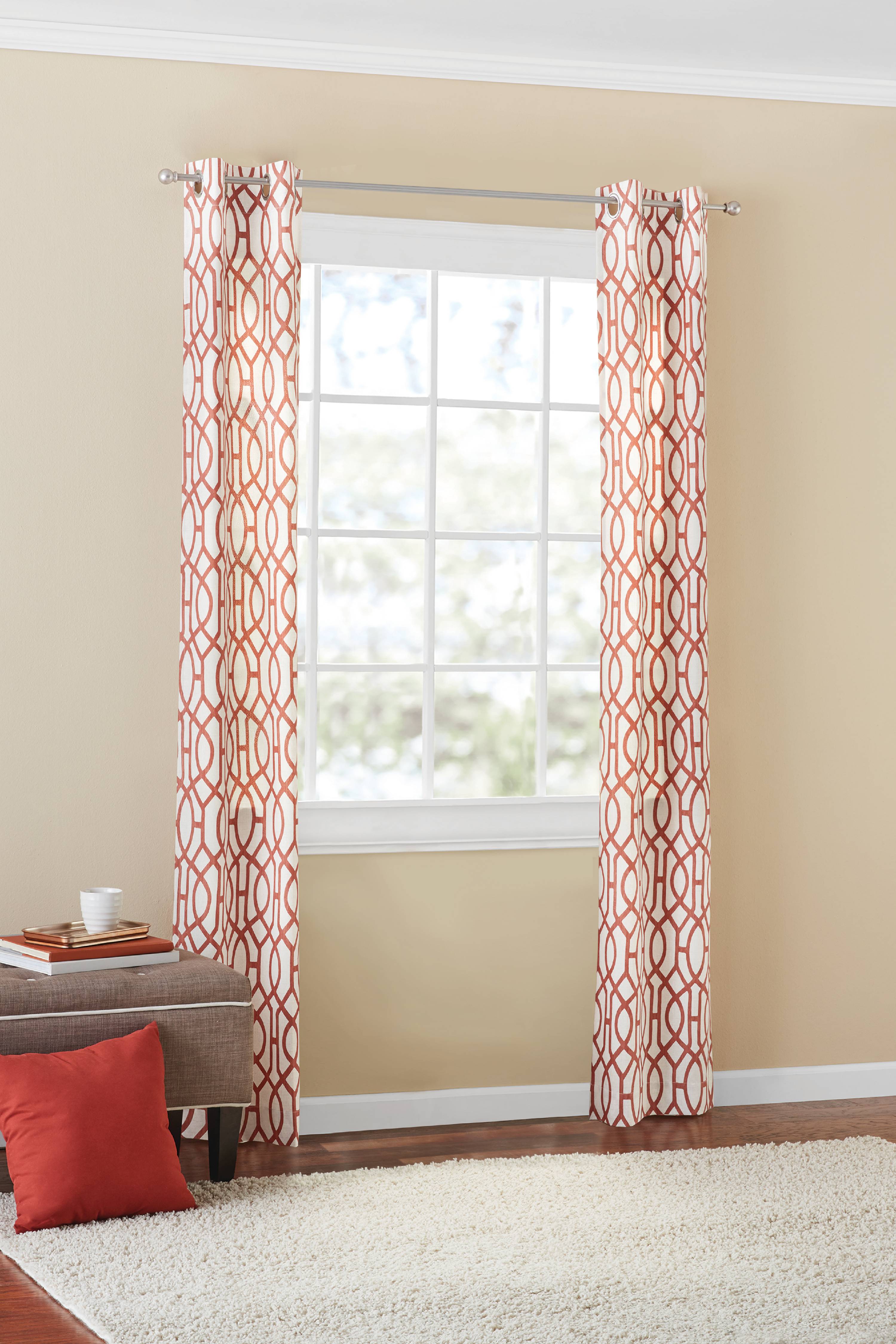 Mainstays Fretwork Window Curtain Panel Pair, 60" x 84", Clay