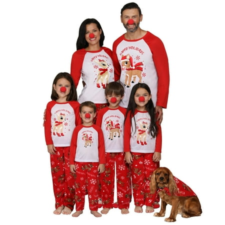 

Christmas Family Matching Pajamas Plaid Elk Printed Long Sleeve Sleepwear Nightwear Suit For Toddler Kids Mom Dad