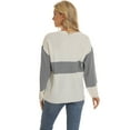 thumbnail image 3 of Womens Round Neck Long Sleeve Colorblock Casual Knit Pullover Sweater Fall Winter S-5XL White, 3 of 8