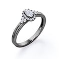 thumbnail image 4 of JeenMata 7-Stone Halo Cluster Oval Cut Diamond Double Band Engagement Ring in 10K Black Gold, 4 of 6