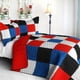 thumbnail image 1 of Red White Blue Checkered Geometric Boys Bedding Full/Queen Quilt Set Modern, 1 of 2
