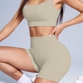 thumbnail image 6 of Hessimy Workout Sets for Women 2 Piece - Seamless Yoga Outfits Shorts and Padded Sports Bra Gym Athletic Clothing Set(Khaki,M), 6 of 6