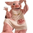 thumbnail image 5 of Cute Cartoon Pajamas for Women Men Pig Onesie Adult Coral Fleece Plush Sleepwear Warm Loungewear with 3D Ears Piggy Pink M, 5 of 5