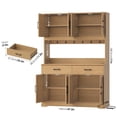 thumbnail image 4 of Hiphuta 71" Tall Kitchen Pantry Storage Cabinet with RGB LED and 6 Metal Hooks, Farmhouse Coffee Bar Cabinet with Charging Station, Buffet with Hutch and Microwave Stand, Light Oak, 4 of 7