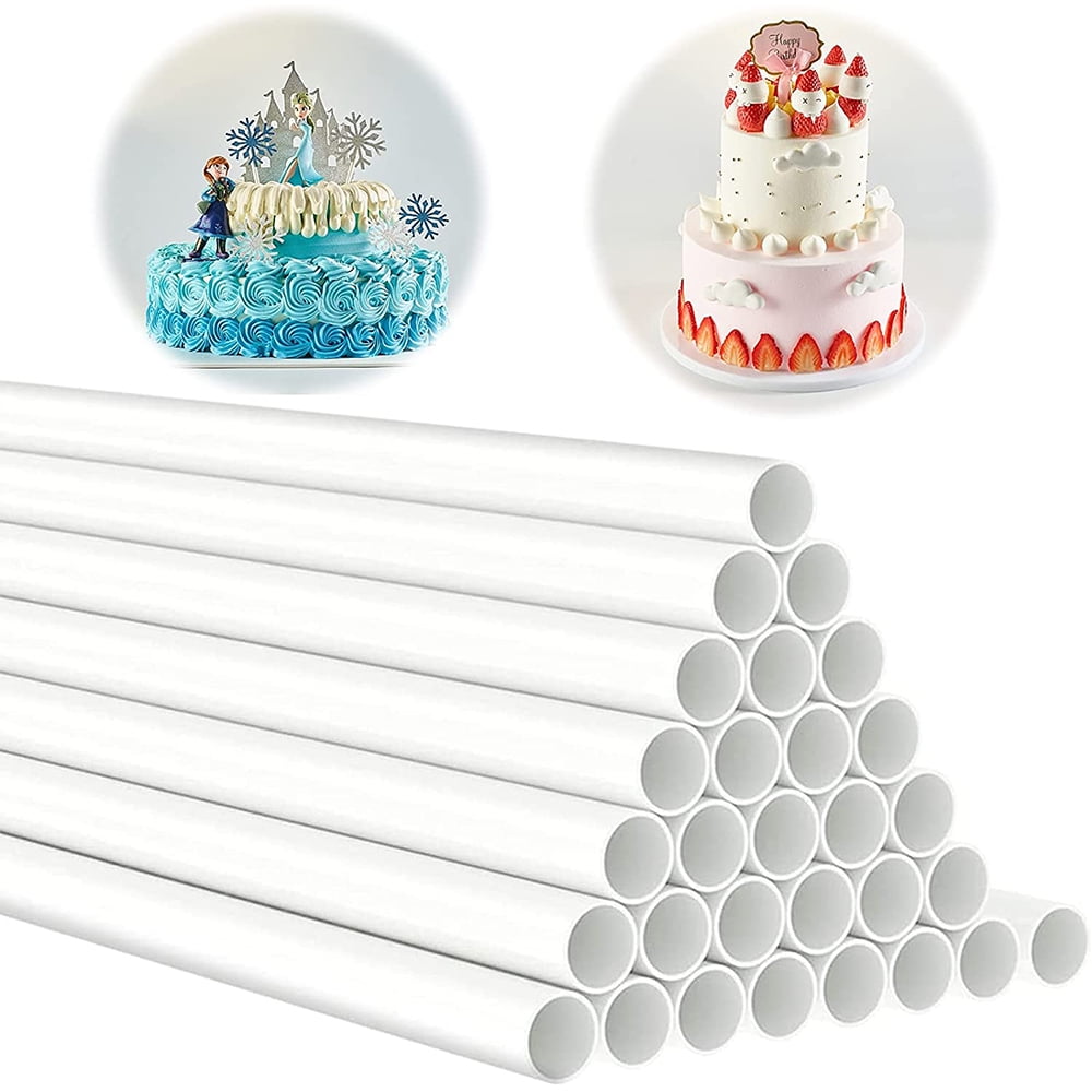 50pcs olyee 50pcs Plastic Cake Dowel Rods 9.5 Inches White Cake Dowel Rods Reusable Cake Stand Sticks 0.4 Inch Diameter Cake Dowel Straws Cake dowels for Tiered Cakes