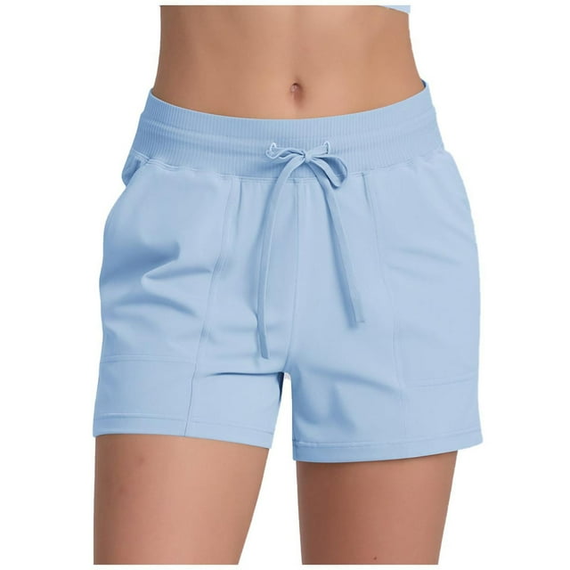 Dealovy Shorts for Women Summer Casual Drawstring High Waisted Workout Solid Color Beach Shorts