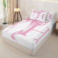 thumbnail image 2 of Homewish Girls Pink Bow Zipper Twin Comforter Sets with Fitted Sheet and 2 Pillowcases, Letter Zipper Bedding Set, Princess Style Bedroom Decor,4-Piece, Pink Reversible, 2 of 6