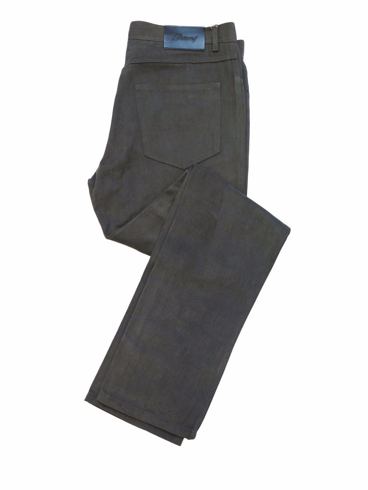 BRIONI Men's Dark Gray Twill Cotton Stelvio Slim Fit Jeans Pants ...