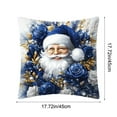 thumbnail image 3 of Kumdkd Christmas Pillow Cover Linen Blue and Gold Print 18x18 Inch, Festive Holiday Decor for Living Room Sofa Couch Decorative Pillowcase, 3 of 6