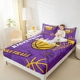 thumbnail image 5 of Feelyou Eat Basketball Sleep Twin Sheet Sets for Boys, Purple Gold Graffiti Twin Fitted Sheet, Modern Sports Theme Flat Sheet, Microfiber Bedroom Decor, 3-Piece, 5 of 8