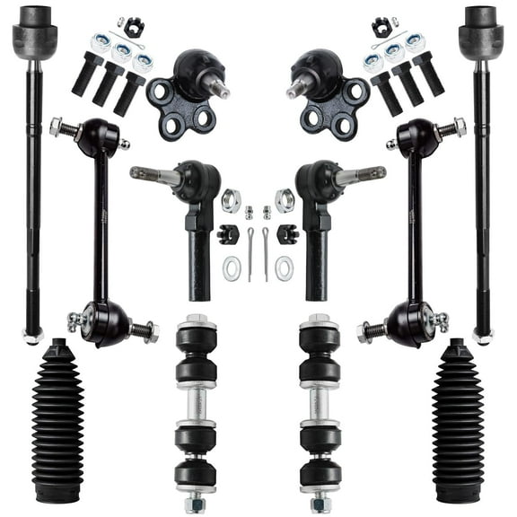 Detroit Axle - 12pc Front Suspension Kit for Chevrolet Impala Pontiac Grand Prix Buick LaCrosse Regal, 2 Lower Ball Joints, 4 Inner and Outer Tie Rods, 4 Front & Rear Sway Bars, 2 Boots, Replacement