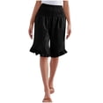 thumbnail image 6 of Womens Summer Bermuda Shorts Knee Length Elastic Waist Flared Ruffle Hem Shorts Beach Lounge Casual Shorts, 6 of 7