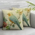 thumbnail image 3 of GOSMITH Throw Pillowcase, Retro Watercolor Flowers and Birds Green Plants Home Decor Pillowcase Sofa Bed Square Cushion Cover Halloween Cushion Cover White, 3 of 5