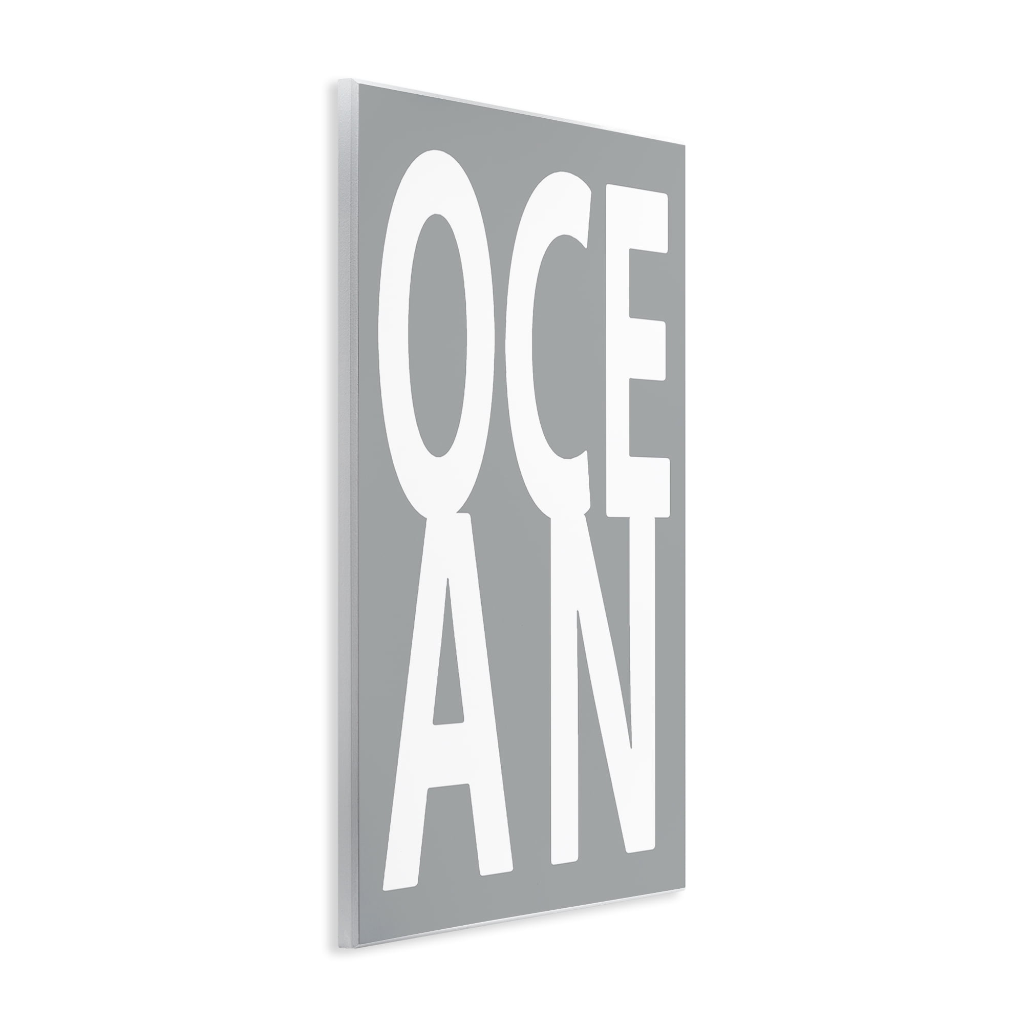 Stupell Industries Ocean Word on Grey Typography Painting Unframed Art Print Wall Art, 13 x 19
