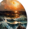 thumbnail image 3 of Designart "Gentle Coastal Sunset Whispers I" Modern Landscape Beach Metal Round Art Print, 3 of 5