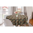 thumbnail image 1 of Retro Round Tablecloth, Geometric Colorful Stripes with Circles Abstract Vintage Ornate Curved Illustration, Circle Table Cloth Cover for Dining Room Kitchen Decor, 60", Multicolor, by Ambesonne, 1 of 2