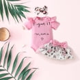 thumbnail image 4 of Hpapadks Baby Girl Outfits Short Sleeve Letter Triangle Romper Leopard Print Bowknot Mesh Skirt Baby Girl Clothes Red 6-9 Months, 4 of 7