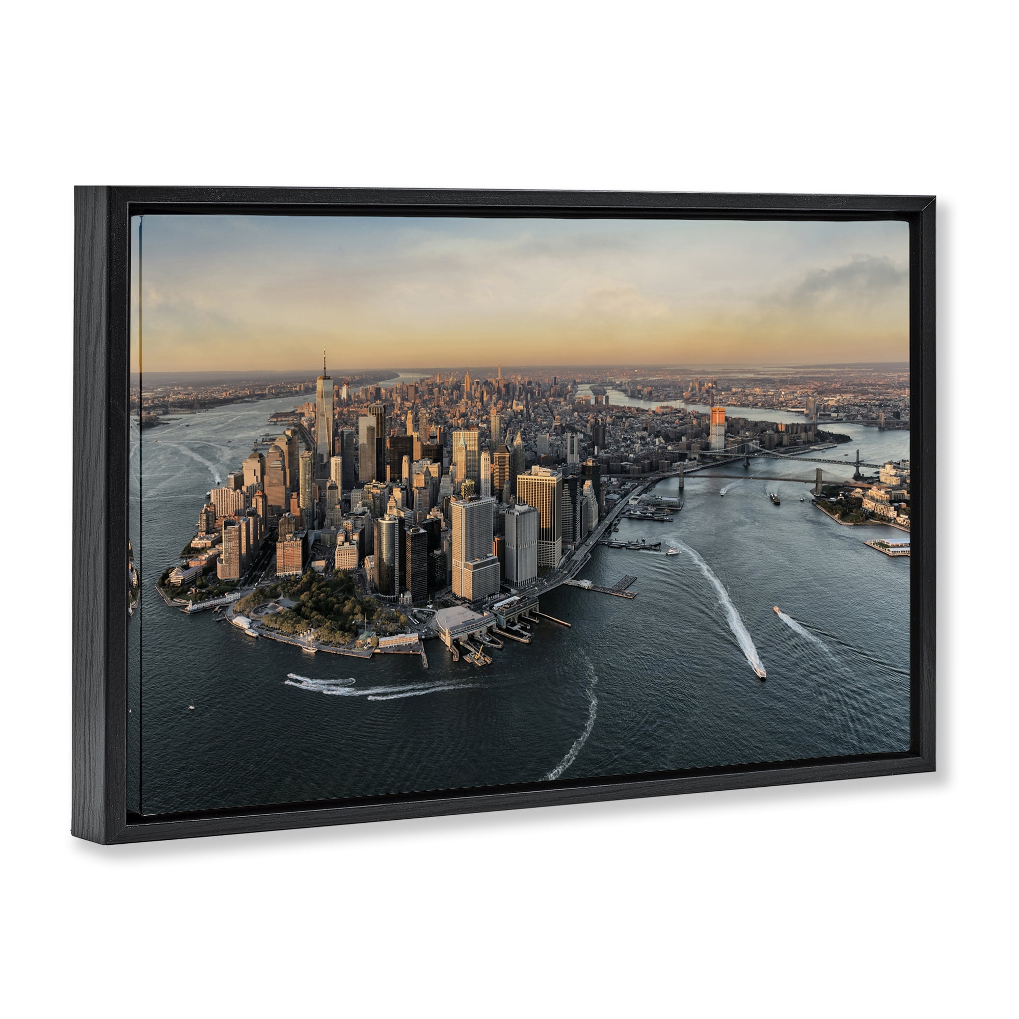 Stupell Industries Manhattan From Above Black Framed Floater Canvas Wall Art, design by Scott Stulberg