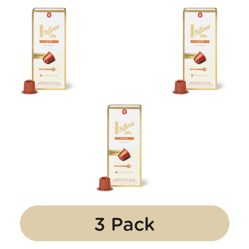 Vittoria Latte Aluminium Nespresso Compatible Capsules, 10 pods per pack, British Import (Pack of 3)