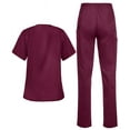 thumbnail image 3 of Strictly Scrubs Women’s Scrub Set – Includes V-Neck Top and Elastic Pant (X-Large Petite, Wine), 3 of 7