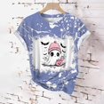 thumbnail image 5 of LYEAA Halloween T-Shirts for Women Short Sleeve Crew Neck Regular Straight Cuff Casual Wear Ghost Holiday Clothes Blue L, 5 of 5