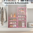 thumbnail image 3 of 4-Tier Narrow Shoe Rack, Bug Hull Stackable Metal Shoe Organizer Tower for 8-10 Pairs, Pink, 3 of 7