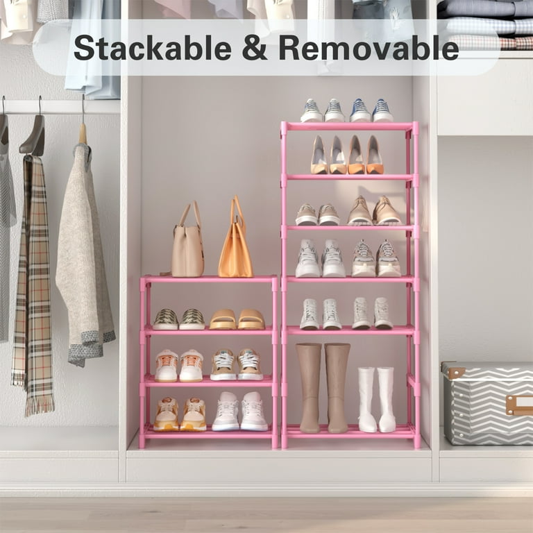 Bug Hull 4-Tier Narrow Shoe Rack, Pink photo 3