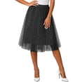 thumbnail image 2 of GEWSEY Tulle Skirts for Women Elastic Waist Dancing Skirt Mesh Tulle Above Knee Skirts (Black, XL), 2 of 5