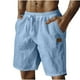 thumbnail image 2 of pstuiky Pantalones cortos de gimnasio para hombre, Pantalones cortos de playa de lino con cintura elástica y bolsillo de color liso para hombre Pantalones cortos de entrenamiento, 2 of 6