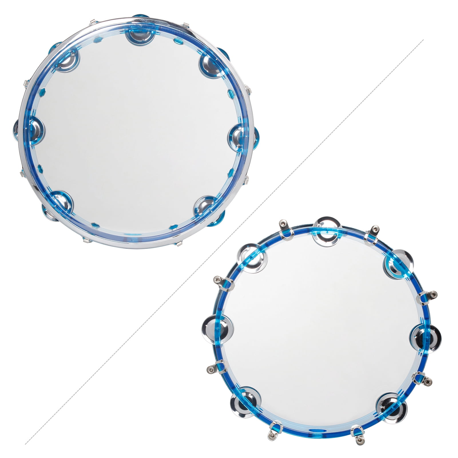 ammoon Double Row Tambourine Drum Set, Percussion Instrument for Church Performance, Blue