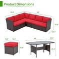 thumbnail image 3 of AECOJOY 7 Pcs Outdoor Rattan Sectional Sofa Couch with Dining Table and Protection Cover,Red&Beige, 3 of 8