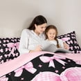 thumbnail image 4 of Erosebridal Ribbon Bow Full Size Comforter Sets For Girls Kids,Pink Cute Stars Bedding Sets For Bowtie Lover ,Pink Reversible,3pcs, 4 of 7