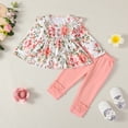 thumbnail image 3 of 12 Months Baby Girls Clothes 18 Months Girls 2PCS Fall Winter Outfits Set Flower Print Toddler Girls Long Sleeve Top Pants Set Pink, 3 of 8