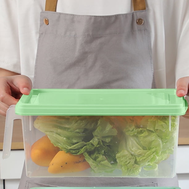 Utensilios de cocina Refrigerador grande de plástico transparente con cubierta para clasificar frutas y verduras Caja de almacenamiento de alimentos Organizador de cajones rectangular para refrigerado