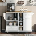 thumbnail image 2 of HQZX Kitchen Island Cart with Storage Cabinet and 2 Locking Wheel,Buffet Sideboard for Kitchen,White, 2 of 12