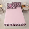 thumbnail image 4 of Homewish Cheetah Print Kid Zipper Full Size Comforter Sets with Fitted Sheet and 2 Pillowcases, Sequin Print E Letter Zipper Bedding Set, Pink Reversible, 4pcs, 4 of 6