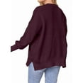 thumbnail image 3 of Women'S Oversized Batwing Sweaters 2025 Fall Outfits Trendy Crewneck Knit Side Slit Fashion Pullover Tops Wine Red M, 3 of 7