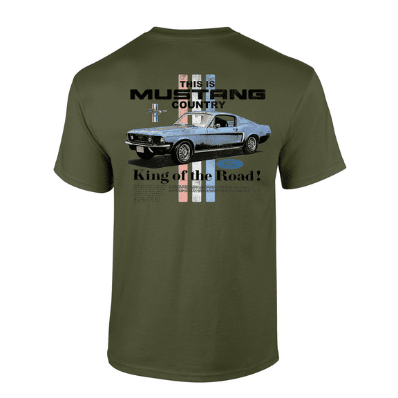 Trenz Shirt Company This Is Mustang Country King of The Road Short-Sleeve Mens T-Shirt - Blue Mustang-Military-4xl