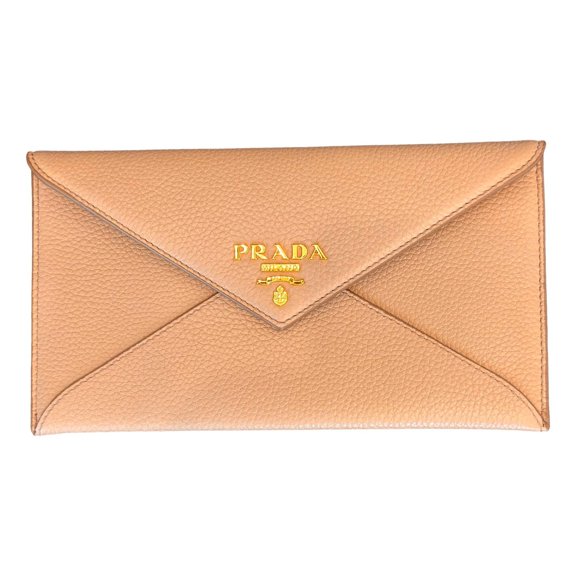 Prada Beige Vitello Grain Leather Long Envelope Wallet