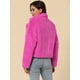 thumbnail image 4 of Chaqueta corta para mujer Allegra K con solapa de muesca y piel sintética esponjosa Rosa Caliente XS, 4 of 6