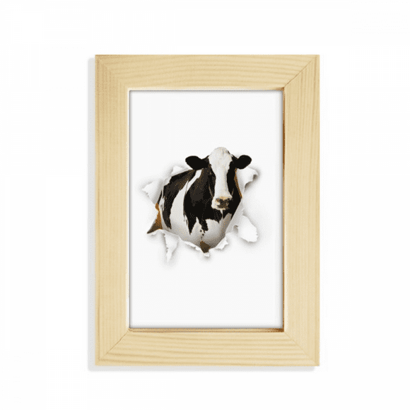 Damage Animal Paper Cows Art Deco Fashion Desktop Display Photo Frame Picture Art Painting 5x7 inch