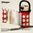 thumbnail image 5 of Sidagar 32 oz Vintage Stainless Steel Insulated Water Bottle with Straw Lid and Handle, Leakproof, Red Polka Dot, 5 of 8