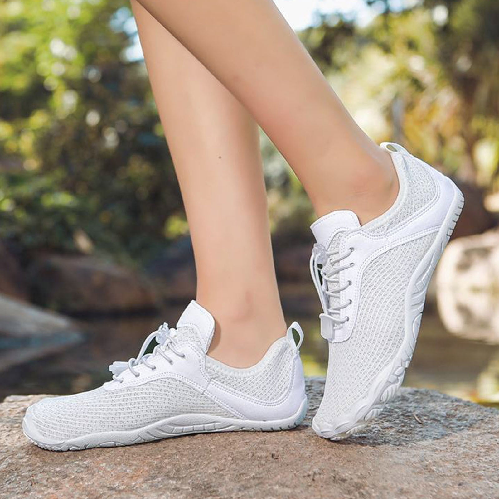 Mepaouo Women Men Water Shoes Quick Dry Barefoot Aqua Sport Hiking Diving Walking Shoes(White,11)