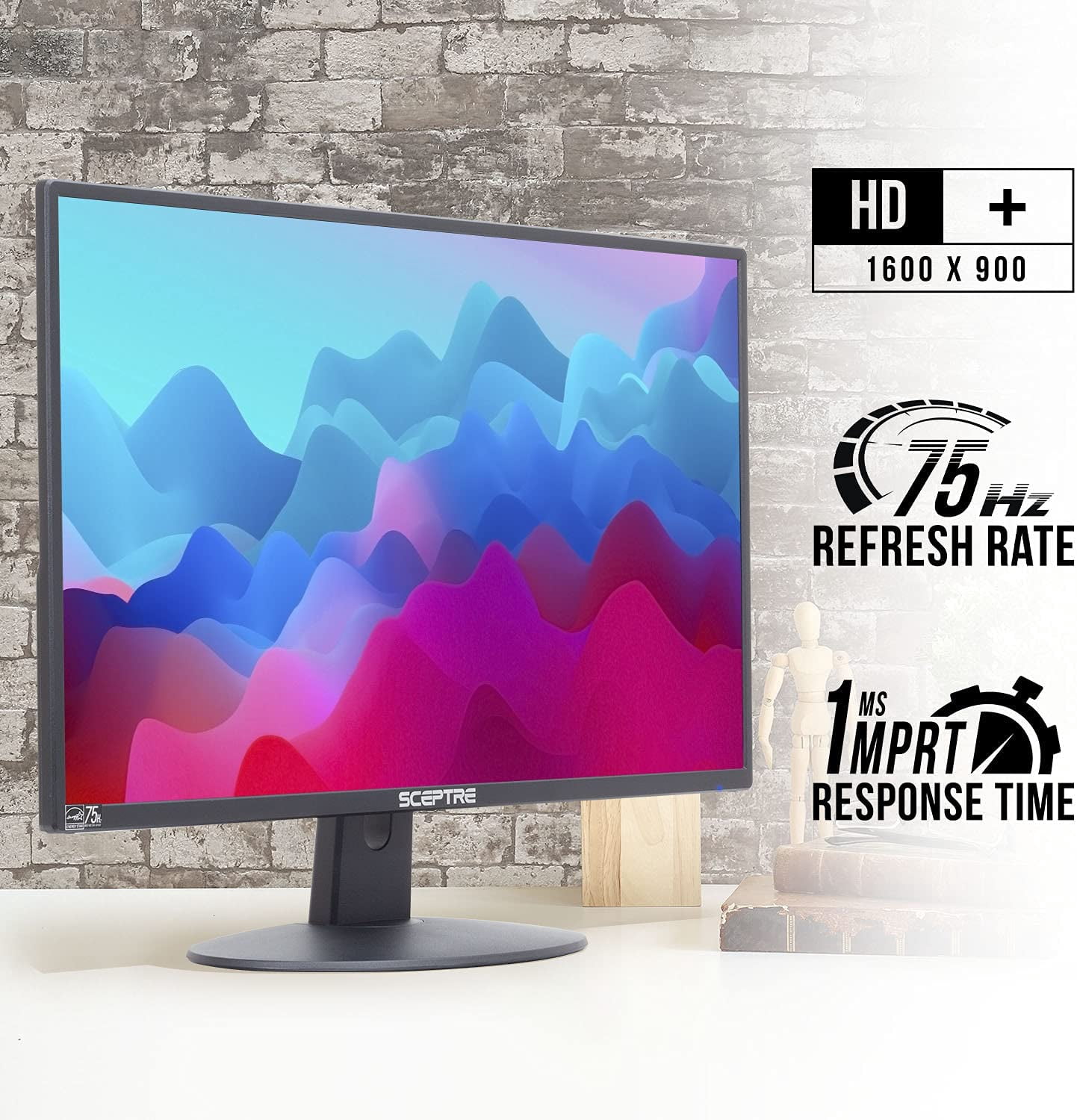 Sceptre 20" 1600 x 900 LED Monitor 2X HDMI VGA with Speakers E209W-16003RT