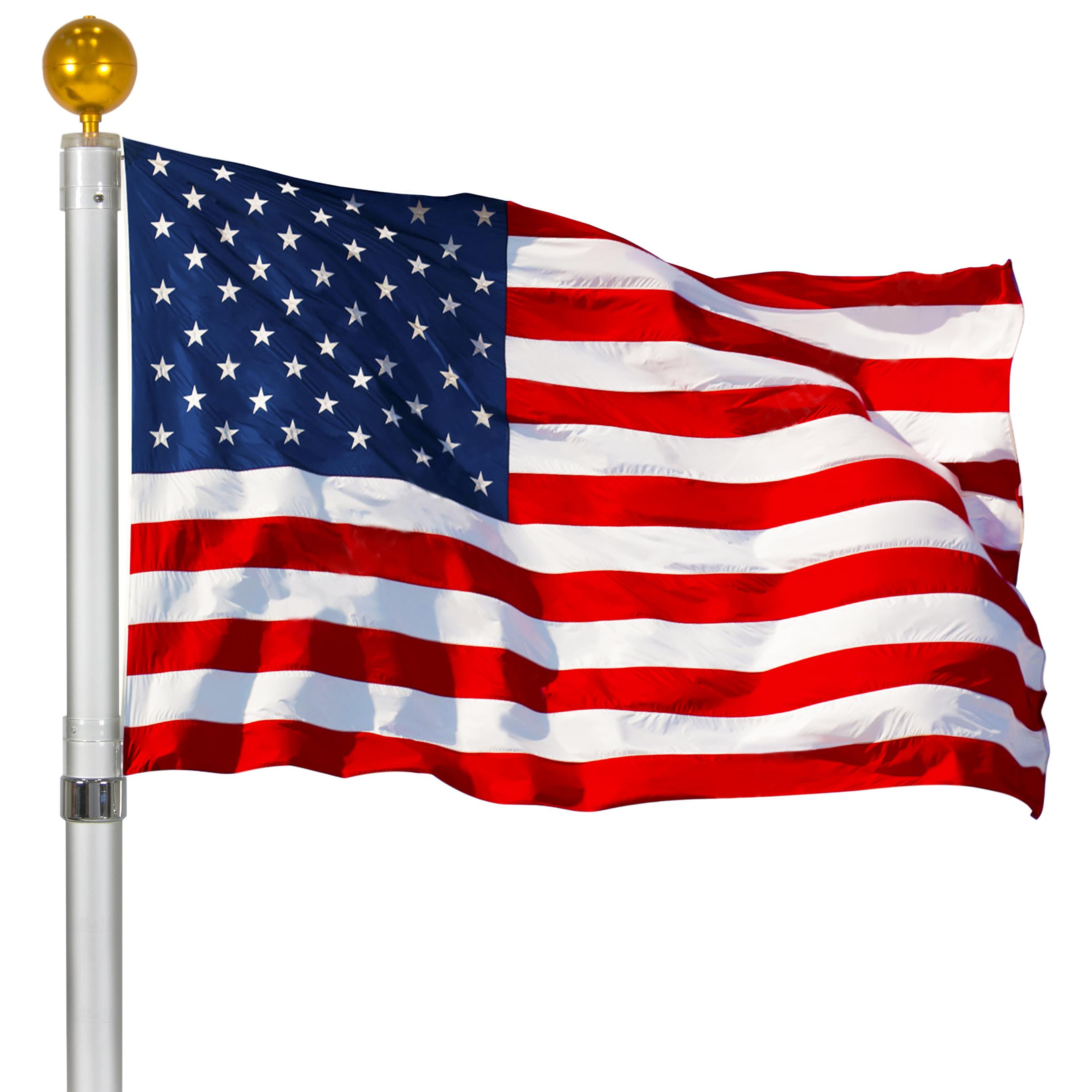 Ktaxon Outdoor 20ft Aluminum Sectional Flagpole Kit Halyard Pole + 1PC US American Flag