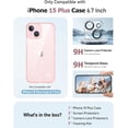 thumbnail image 2 of Compatible with iPhone 15 Plus Case with 2Pcs Screen Protectors + 2Pcs Camera Lens Protectors, [Not Yellowing] Clear Glitter Phone Case, Protective Shockproof Women Cover - Pink, 2 of 12