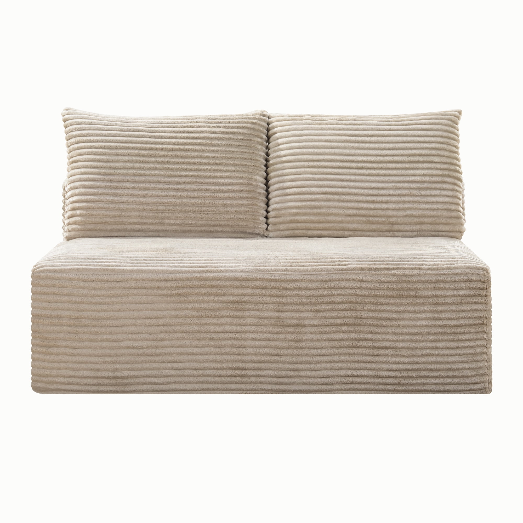 Leumius Corduroy Loveseat, 2-Seater Floor Sofa,Armless Legless Compressed Sofa Couch for Living Room, Small Apartment, Bedroom,Camel