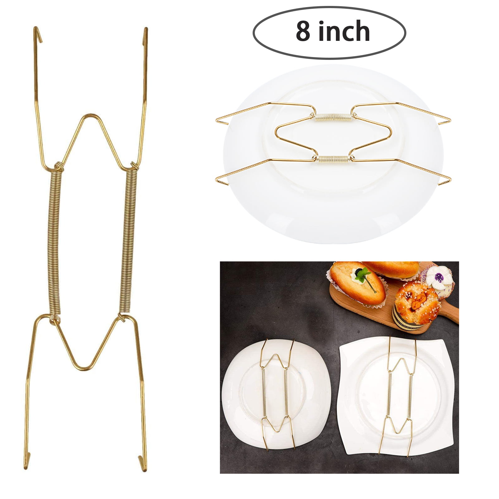 8 10 12 14 16Inch Wall Display Plate Dish Hangers Holder for Home Decor Practical Wall Plate Hangers Golden with Stainless Steel Decorative Dish Display Platter Holder 12inch