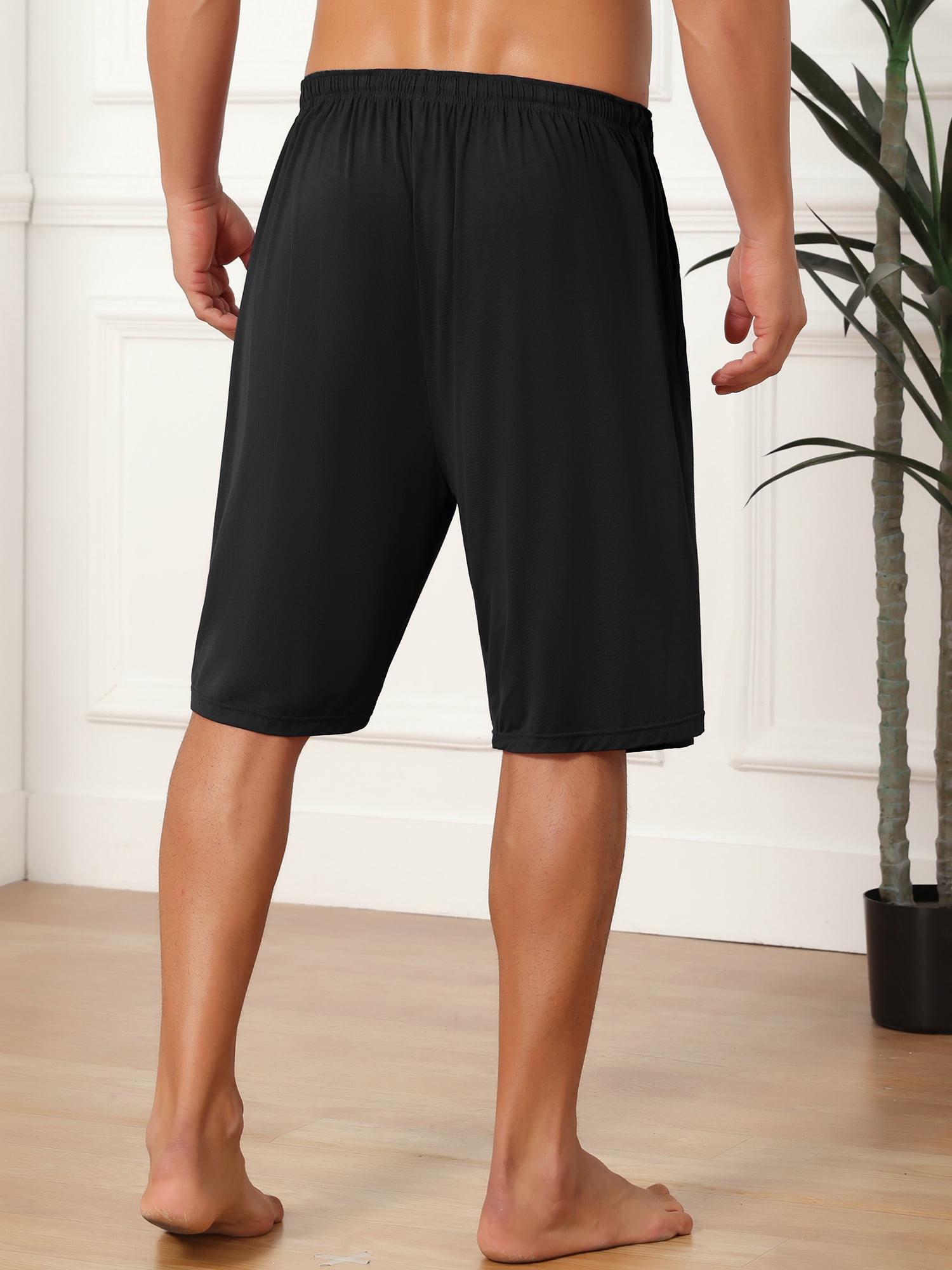 DARING DIVA Men's Comfortable Solid Lounge Drawstring Pajama Shorts 28 Black